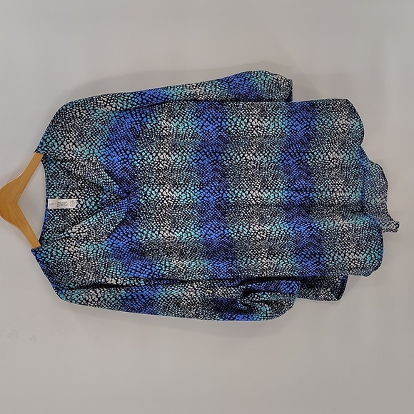 Pure energy blouse size 1X snakeskin multicolor print blue aqua black women's - Picture 1 of 6